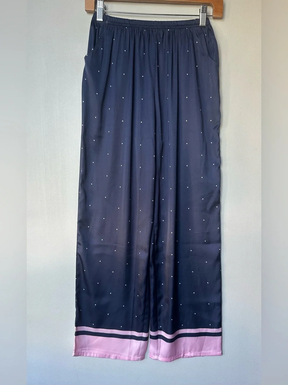 Women's Navy and Pink Heart-Print Pajama Set with Peter Pan Collar My Melody